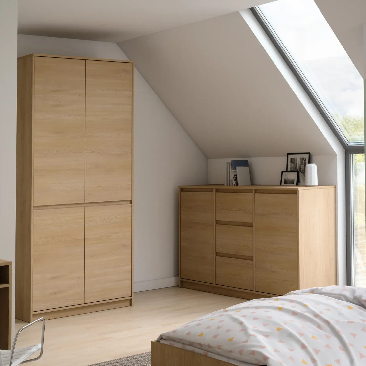 Garnero Arredamenti Armadio 91x198h cm 4 ante moderno rovere Funny Online