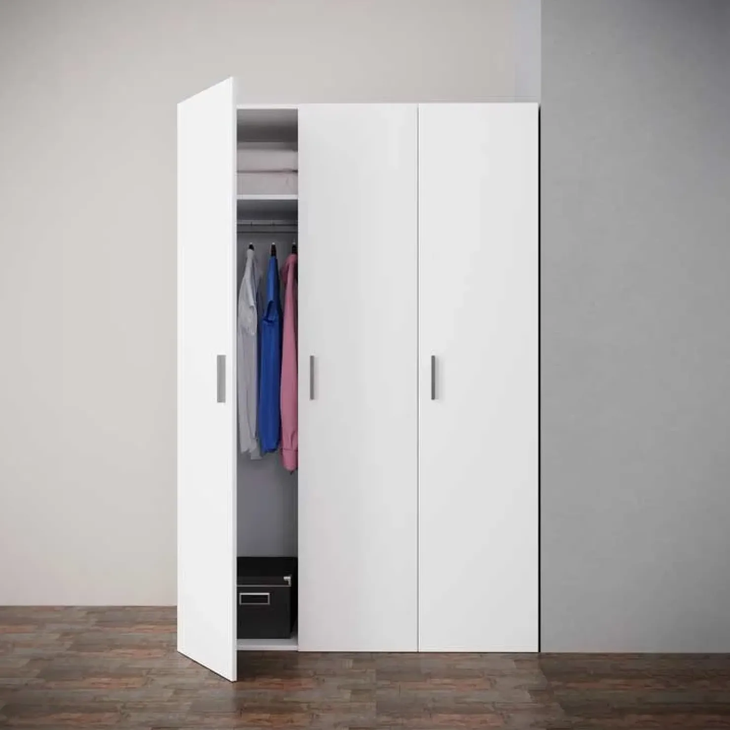 Garnero Arredamenti Armadio 116x176h cm 3 ante moderno bianco opaco Light Gihome® Discount