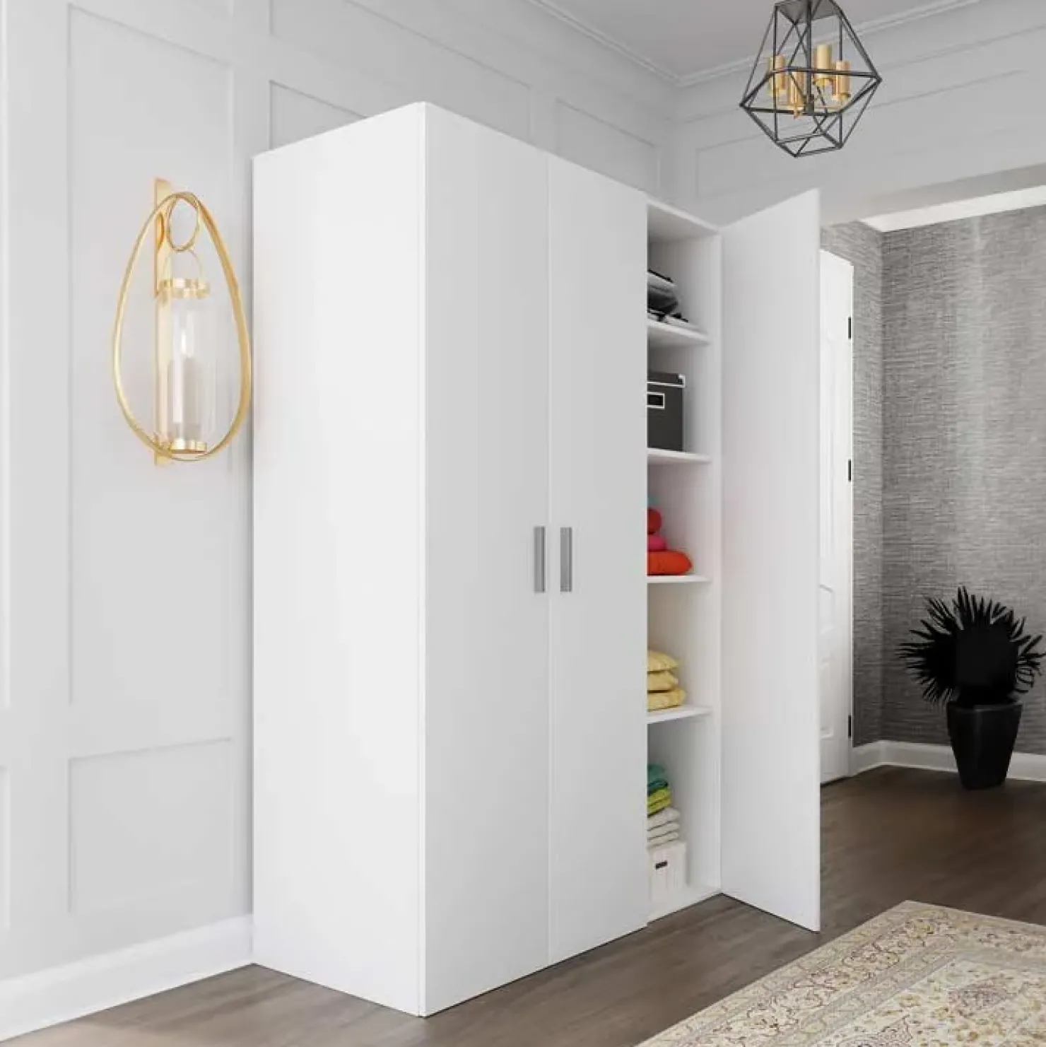 Garnero Arredamenti Armadio 116x176h cm 3 ante moderno bianco opaco Light Gihome® Discount