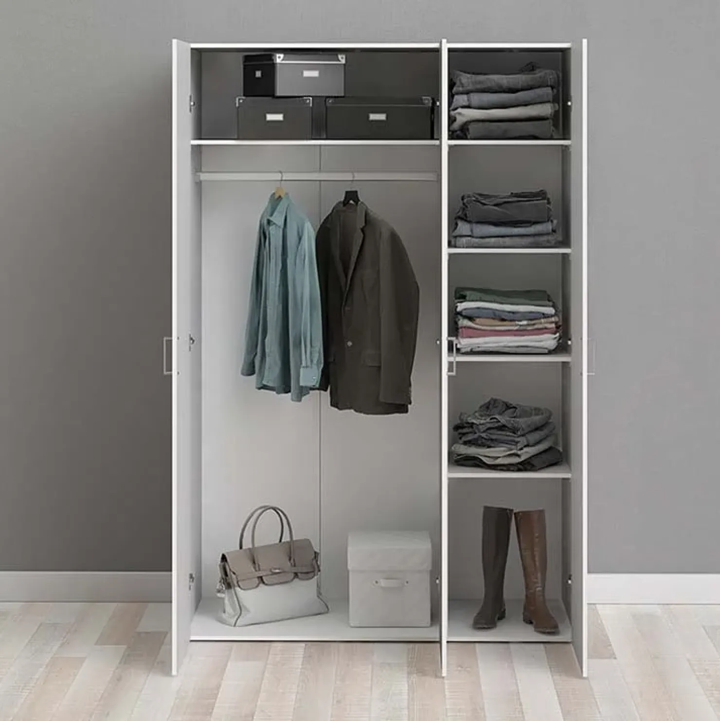 Garnero Arredamenti Armadio 116x176h cm 3 ante moderno bianco opaco Light Gihome® Discount