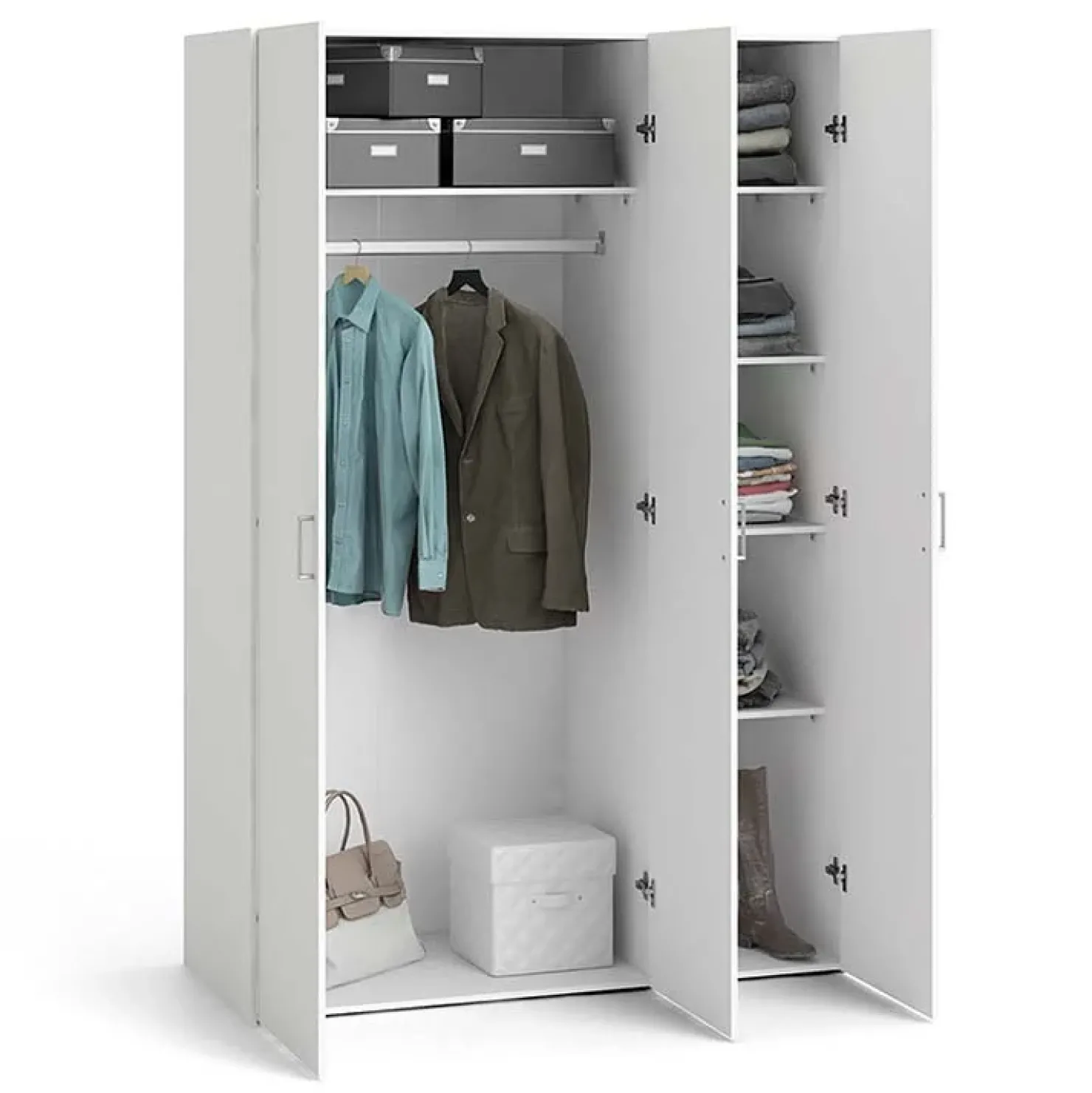 Garnero Arredamenti Armadio 116x176h cm 3 ante moderno bianco opaco Light Gihome® Discount