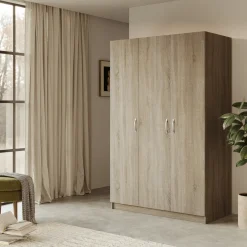 Garnero Arredamenti Armadio 120x190h cm 3 ante moderno sonoma Rodari Rovere Discount