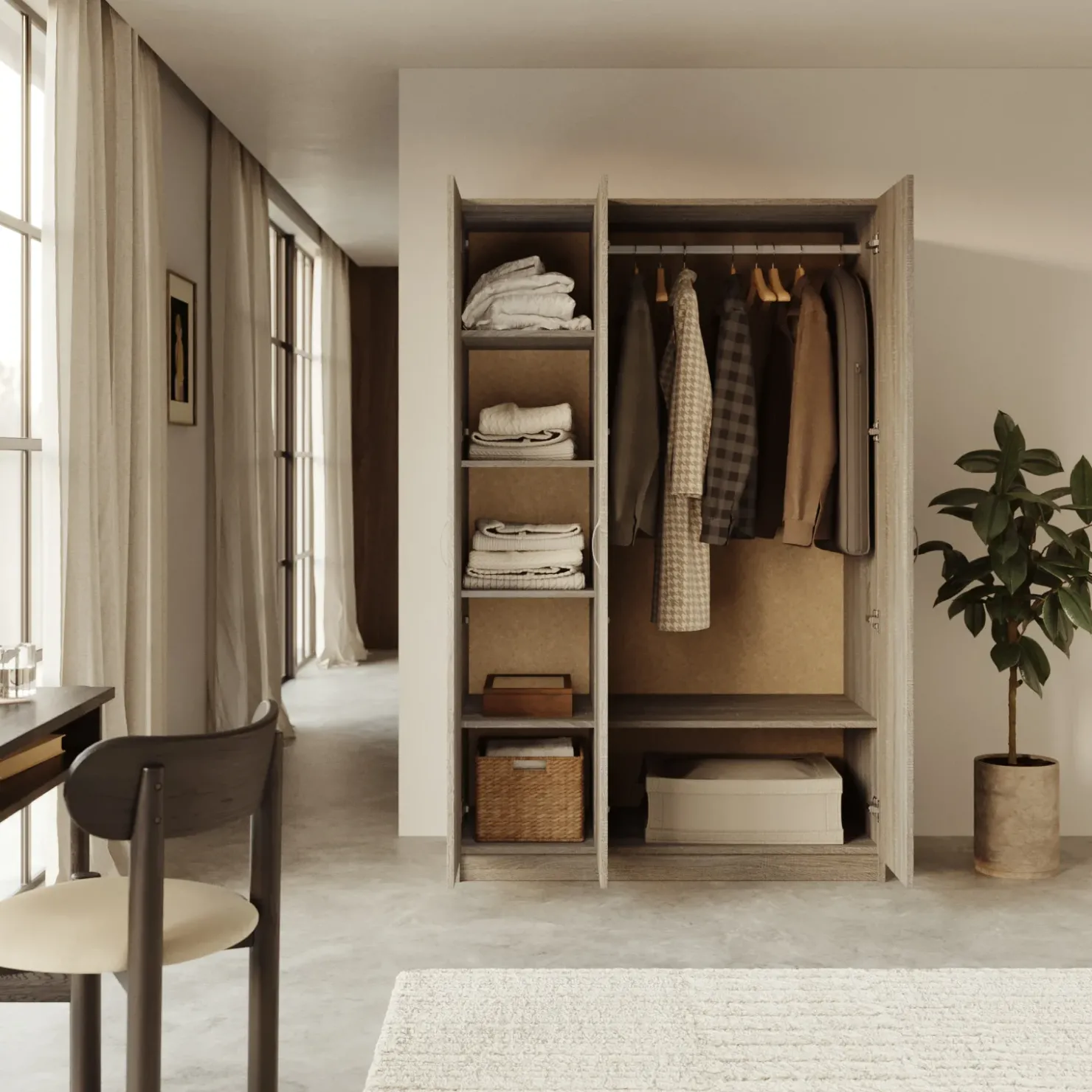 Garnero Arredamenti Armadio 120x190h cm 3 ante moderno sonoma Rodari Rovere Discount