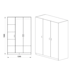 Garnero Arredamenti Armadio 120x190h cm 3 ante moderno sonoma Rodari Rovere Discount