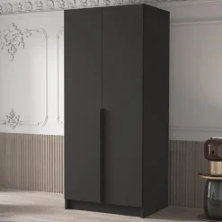 Garnero Arredamenti Armadio 100x215h cm 2 ante moderno nero Glammy 2 Nero Opaco - Nero Clearance