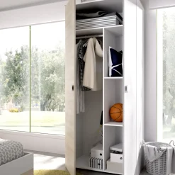 Garnero Arredamenti Armadio 90x205h cm 2 ante moderno rovere bianco Cairo Discount