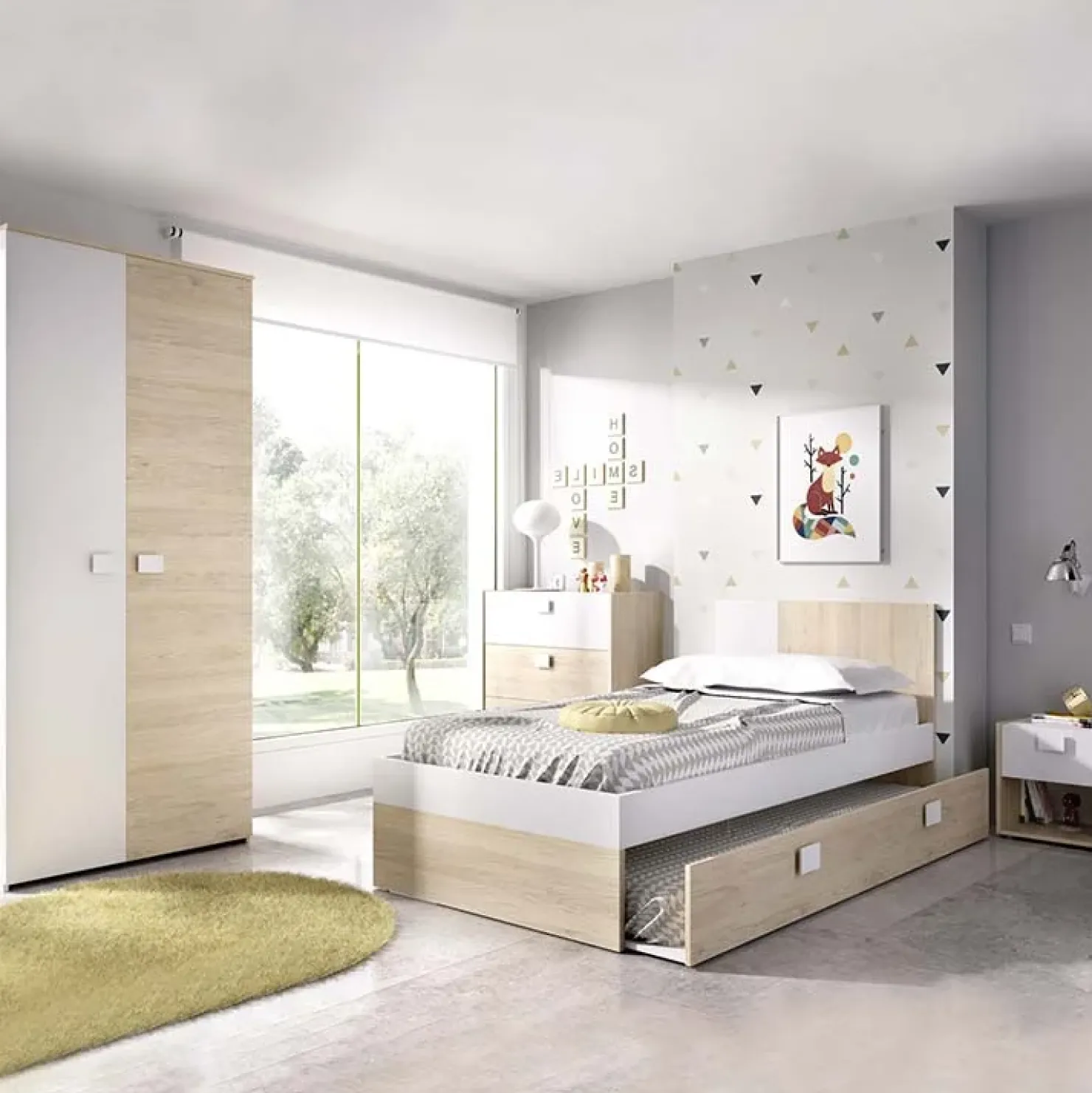 Garnero Arredamenti Armadio 90x205h cm 2 ante moderno rovere bianco Cairo Discount