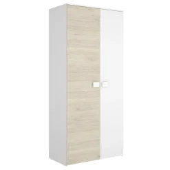 Garnero Arredamenti Armadio 90x205h cm 2 ante moderno rovere bianco Cairo Discount