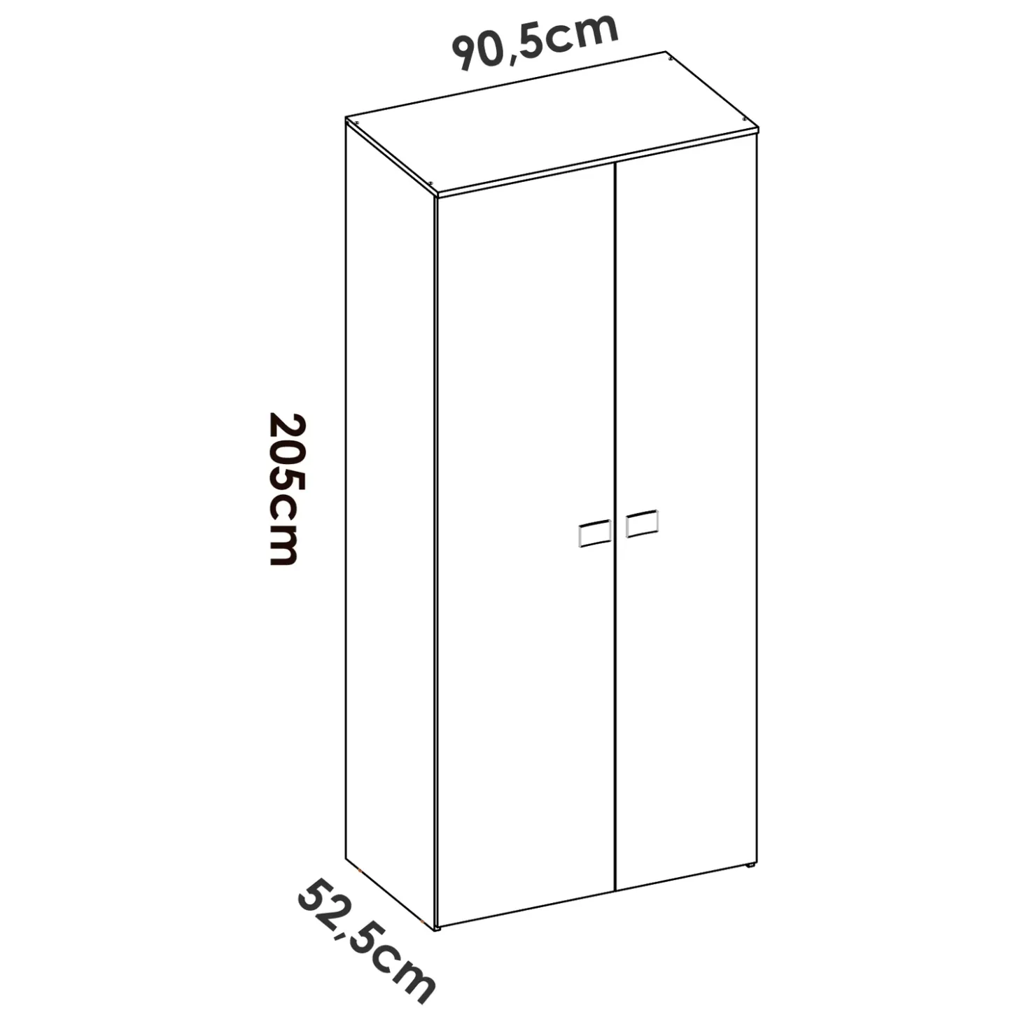 Garnero Arredamenti Armadio 90x205h cm 2 ante moderno rovere bianco Cairo Discount