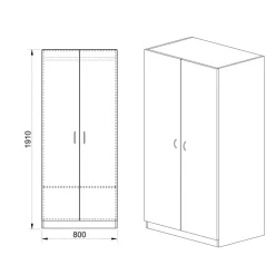 Garnero Arredamenti Armadio 80x191h cm 2 ante moderno Ilario Noce