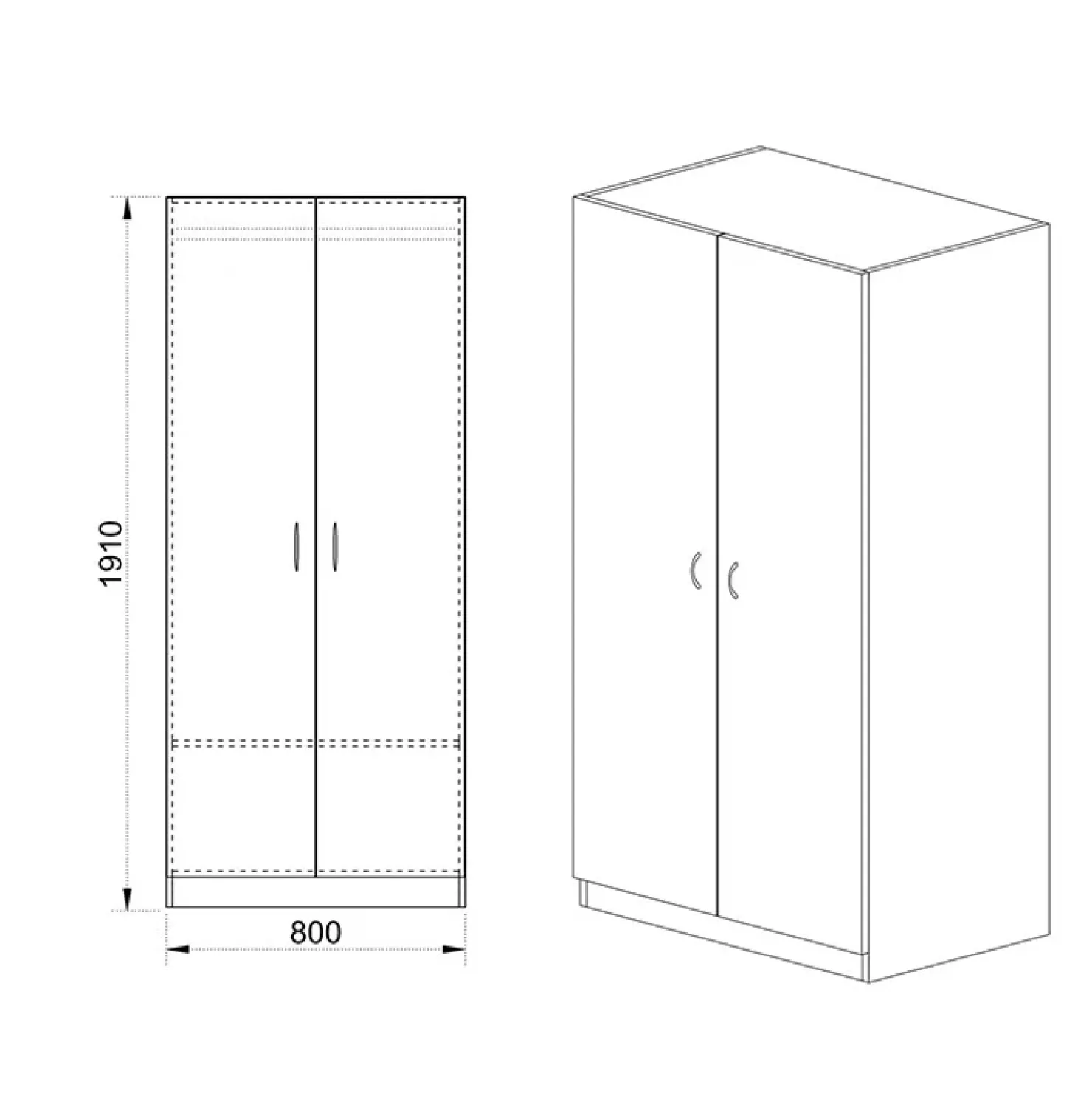 Garnero Arredamenti Armadio 80x191h cm 2 ante moderno Ilario Noce