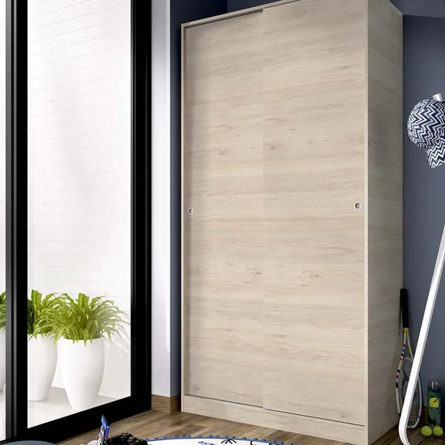 Garnero Arredamenti Armadio 100x204h cm 2 ante moderno scorrevoli Royal Rovere Outlet