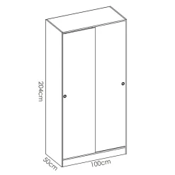 Garnero Arredamenti Armadio 100x204h cm 2 ante moderno scorrevoli Royal Rovere Outlet