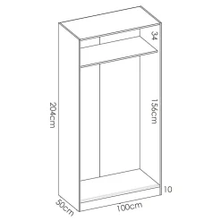Garnero Arredamenti Armadio 100x204h cm 2 ante moderno scorrevoli Royal Rovere Outlet