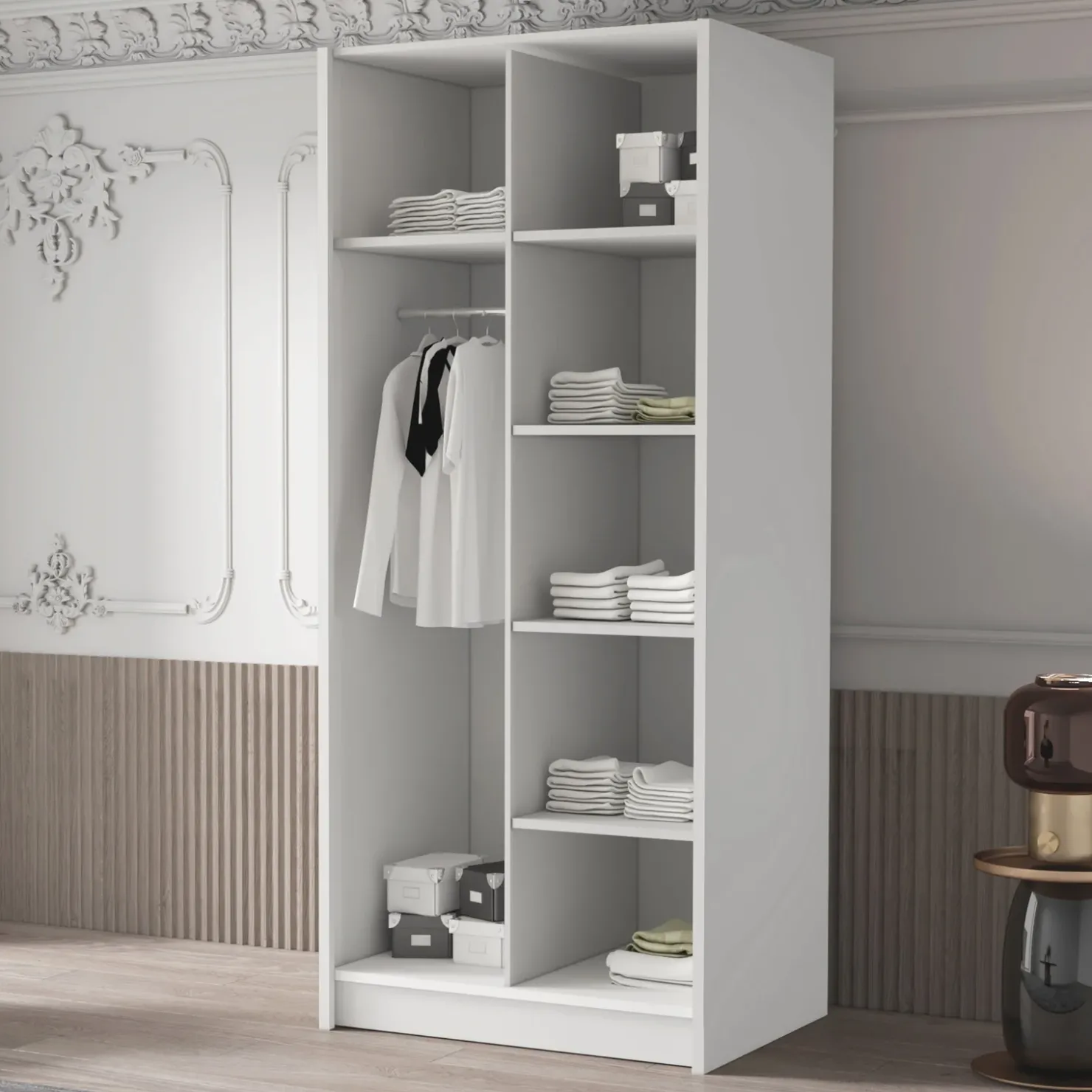 Garnero Arredamenti Armadio 100x215h cm 2 ante moderno bianco nero Glammy 2 Bianco Opaco - Nero Online