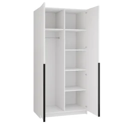 Garnero Arredamenti Armadio 100x215h cm 2 ante moderno bianco nero Glammy 2 Bianco Opaco - Nero Online