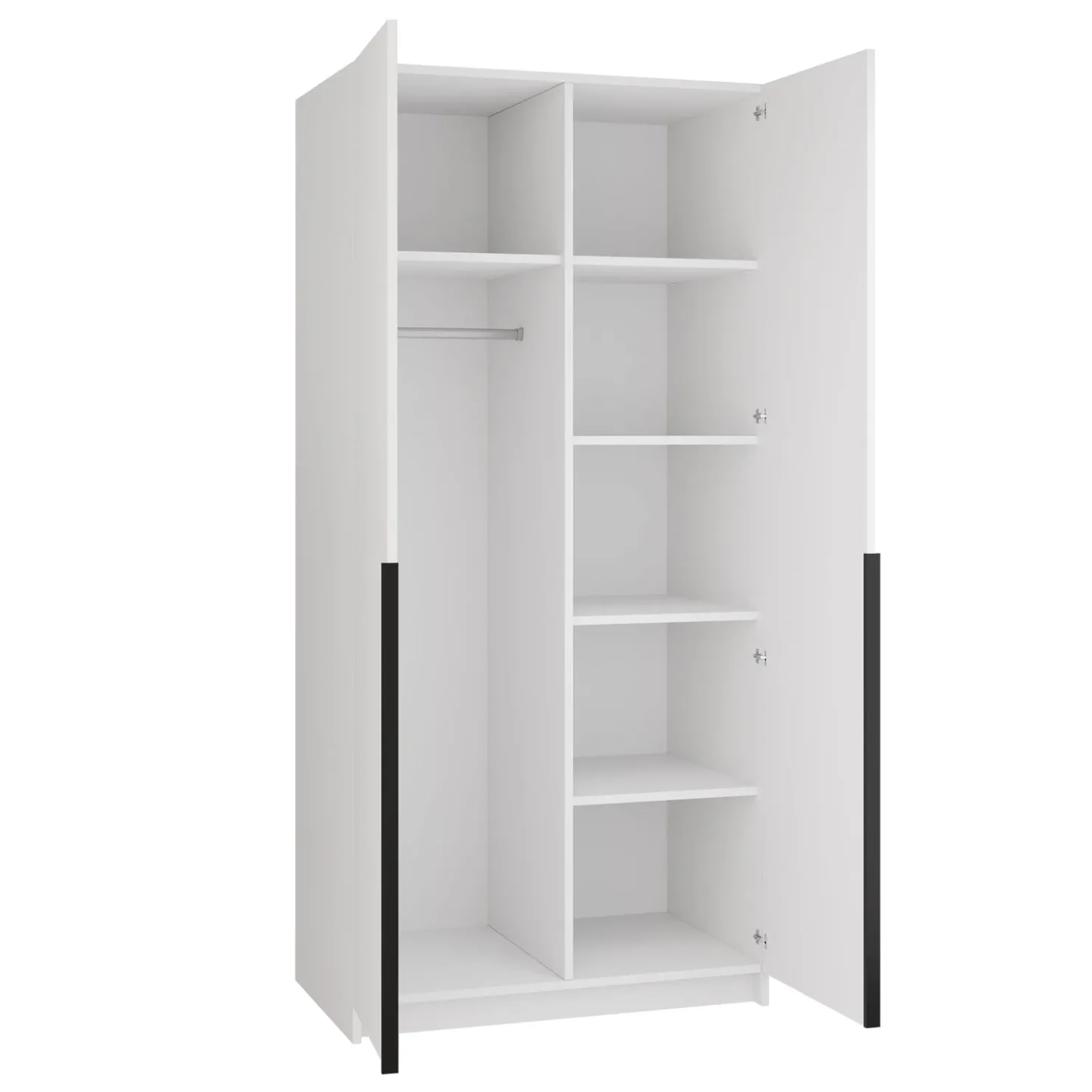 Garnero Arredamenti Armadio 100x215h cm 2 ante moderno bianco nero Glammy 2 Bianco Opaco - Nero Online