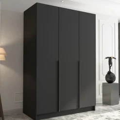 Garnero Arredamenti Armadio 150x215h cm 3 ante moderno nero Glammy 3 Nero Opaco - Nero New