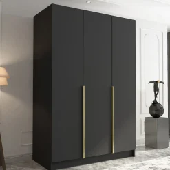 Garnero Arredamenti Armadio 150x215h cm 3 ante moderno nero oro Glammy 3 Nero Opaco - Oro Discount