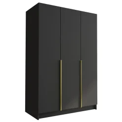 Garnero Arredamenti Armadio 150x215h cm 3 ante moderno nero oro Glammy 3 Nero Opaco - Oro Discount