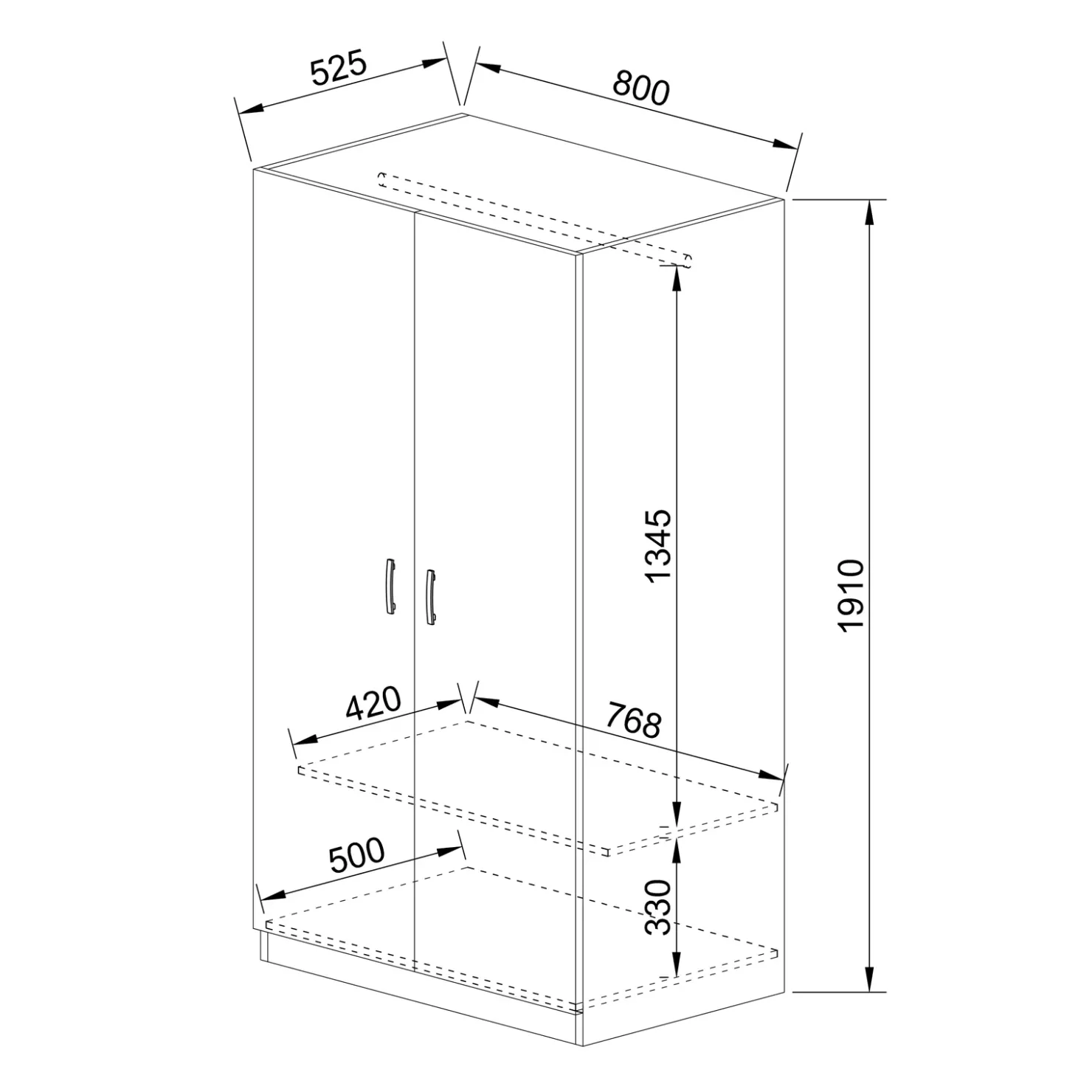 Garnero Arredamenti Armadio 80x191h cm 2 ante moderno Ilario Rovere Rustico Clearance