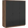 Garnero Arredamenti Armadio 180x201h cm 3 ante rovere scuro nero opaco Elin Outlet