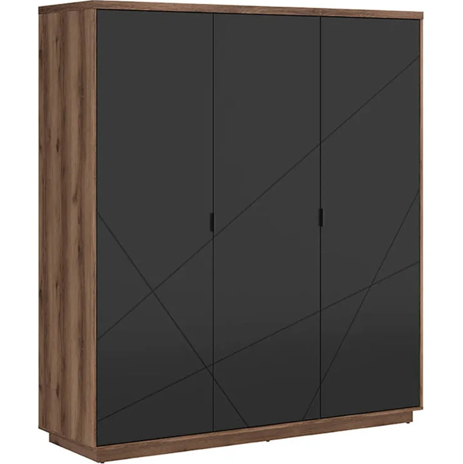 Garnero Arredamenti Armadio 180x201h cm 3 ante rovere scuro nero opaco Elin Outlet