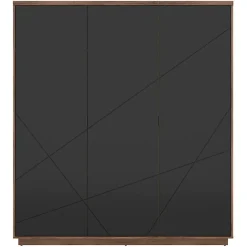 Garnero Arredamenti Armadio 180x201h cm 3 ante rovere scuro nero opaco Elin Outlet