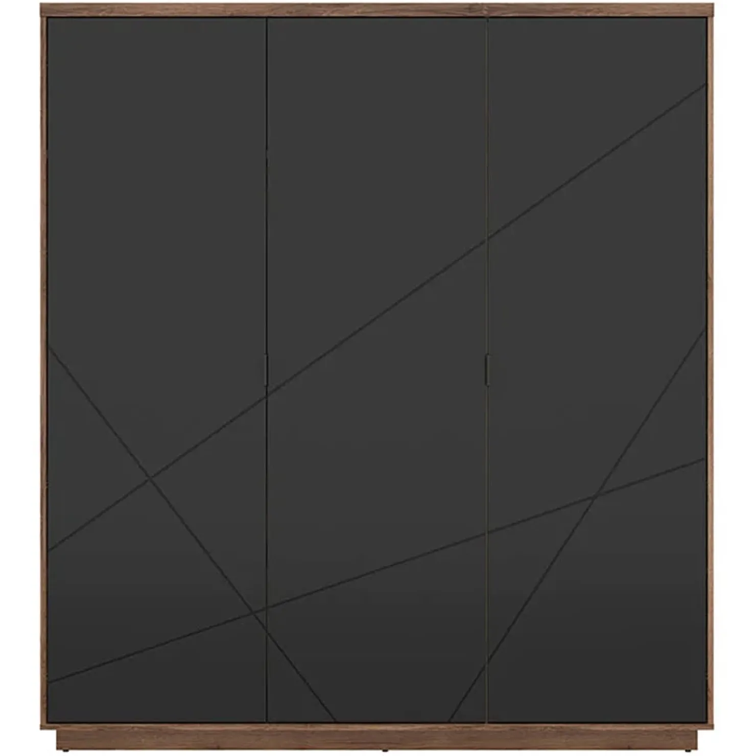 Garnero Arredamenti Armadio 180x201h cm 3 ante rovere scuro nero opaco Elin Outlet