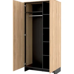 Garnero Arredamenti Armadio 92x196h cm 2 ante rovere nero Alabaster Discount