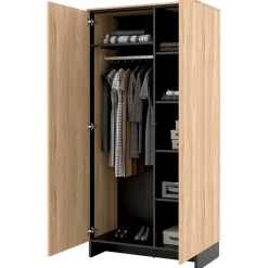 Garnero Arredamenti Armadio 92x196h cm 2 ante rovere nero Alabaster Discount