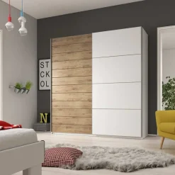 Garnero Arredamenti Armadio 270x210h cm 2 ante scorrevoli bianco opaco rovere Nexus Gihome® Online