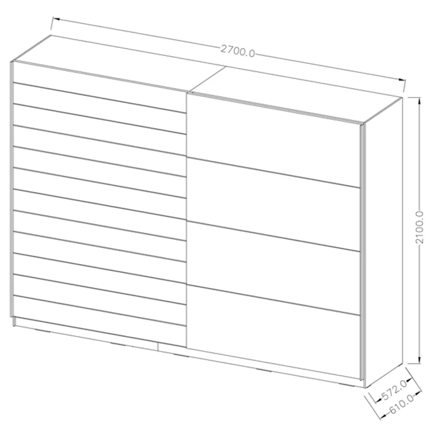 Garnero Arredamenti Armadio 270x210h cm 2 ante scorrevoli bianco opaco rovere Nexus Gihome® Online