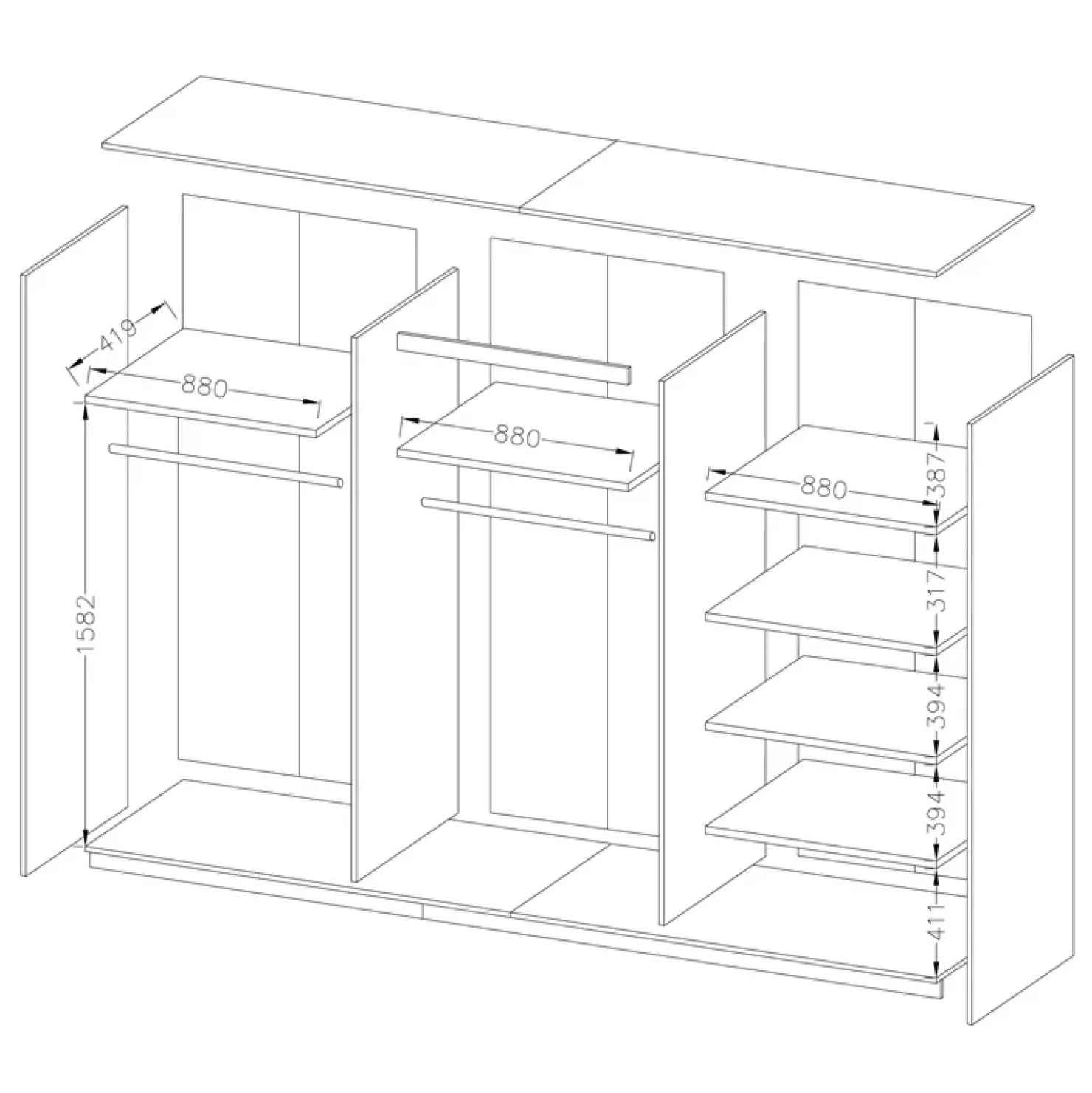 Garnero Arredamenti Armadio 270x210h cm 2 ante scorrevoli bianco opaco rovere Nexus Gihome® Online
