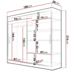 Garnero Arredamenti Armadio 180x215h cm 2 ante scorrevoli design moderno bianco Aisha Bianco Opaco Best