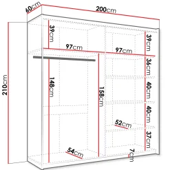 Garnero Arredamenti Armadio 200x210h cm 2 ante scorrevoli con specchio bianco Lilly Best
