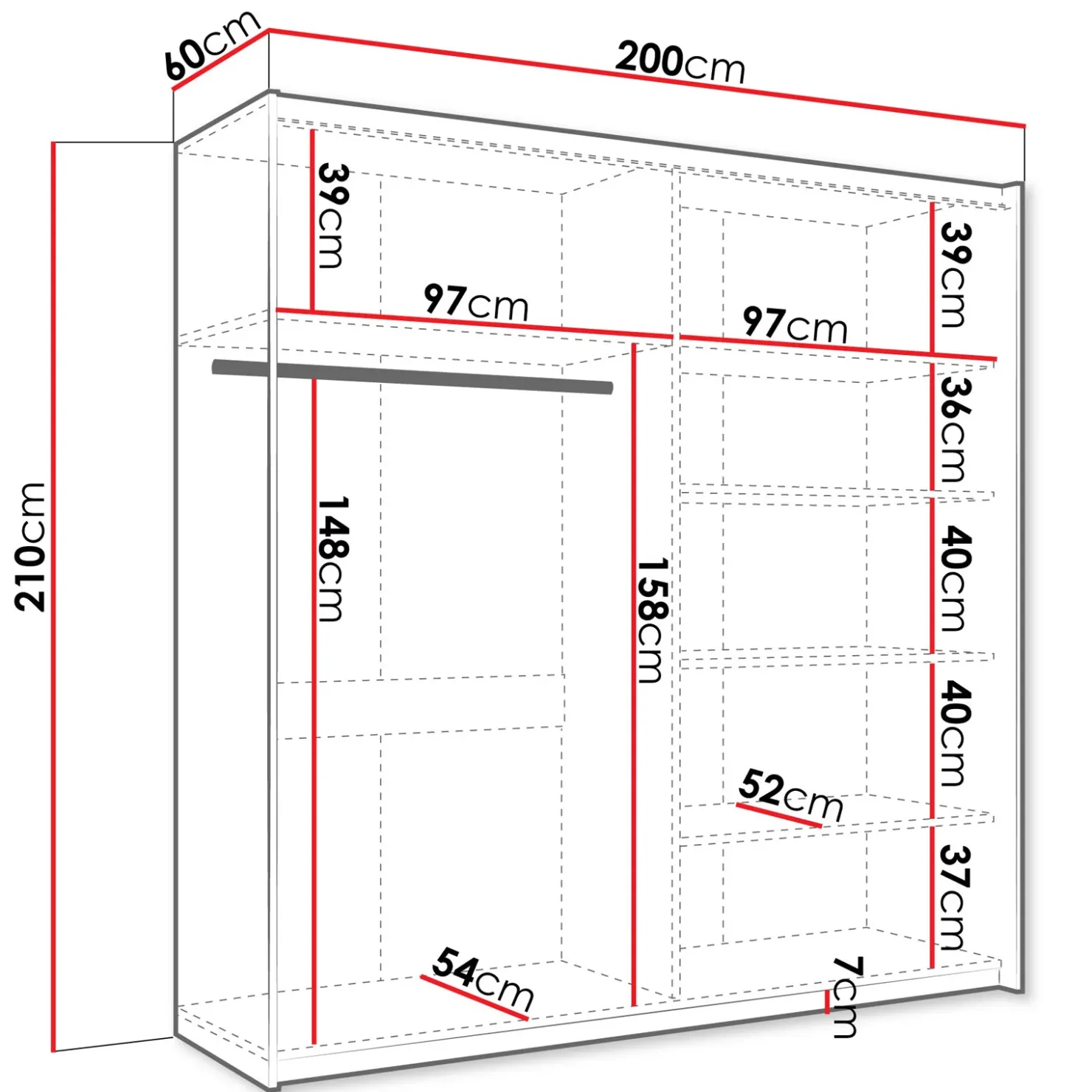 Garnero Arredamenti Armadio 200x210h cm 2 ante scorrevoli con specchio bianco Lilly Best