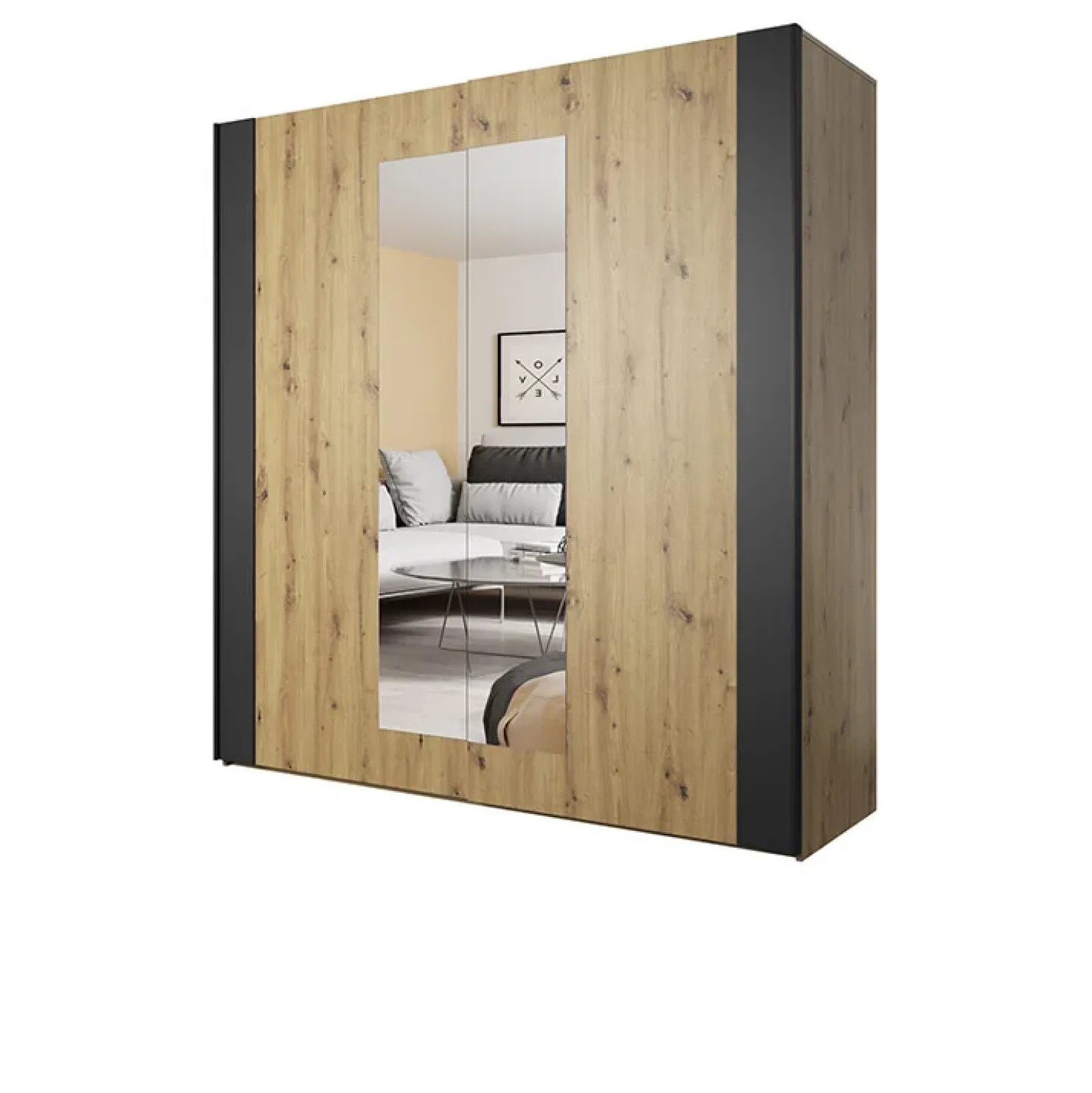 Garnero Arredamenti Armadio 200x213h cm 2 ante scorrevoli nero Vulcano Rovere Hot