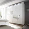 Garnero Arredamenti Armadio 243x230h cm 2 ante scorrevoli bianco frassinato opaco con serigrafia e specchio Olimpo New