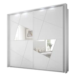 Garnero Arredamenti Armadio 243x230h cm 2 ante scorrevoli bianco frassinato opaco con serigrafia e specchio Olimpo New