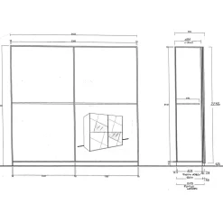 Garnero Arredamenti Armadio 243x230h cm 2 ante scorrevoli bianco frassinato opaco con serigrafia e specchio Olimpo New