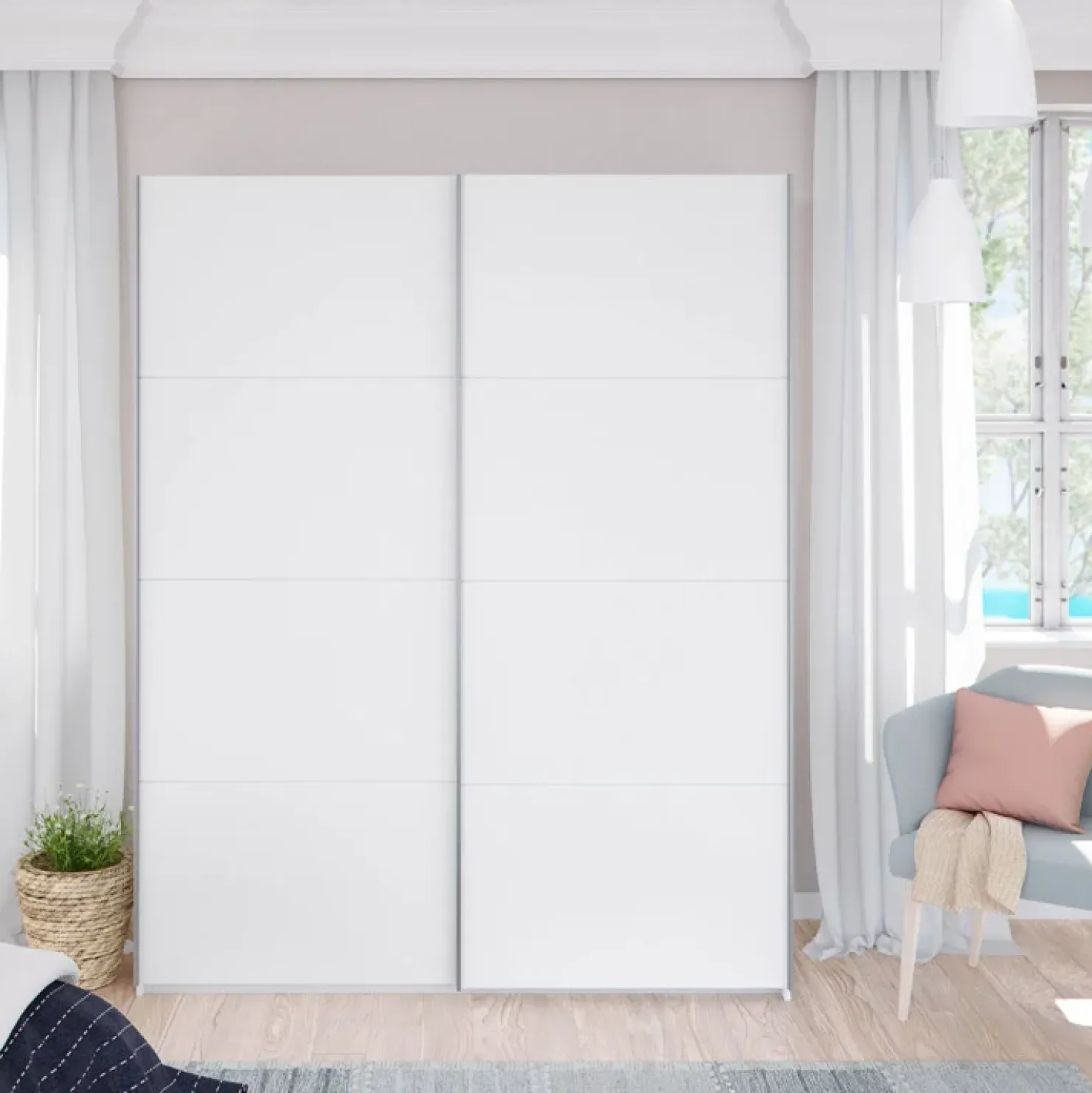 Garnero Arredamenti Armadio 150X200h cm 2 ante scorrevoli bianco opaco Taylor Best