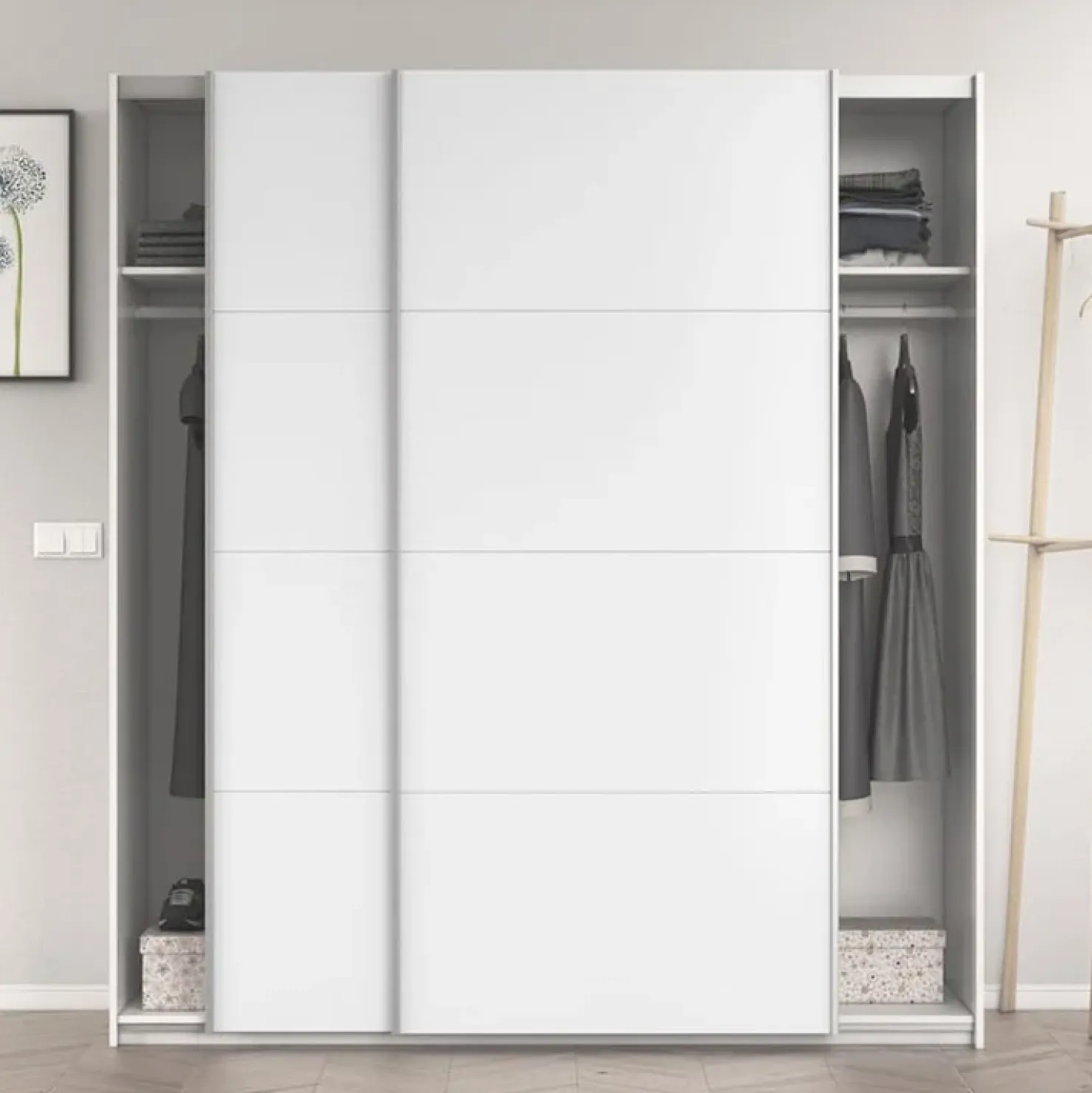 Garnero Arredamenti Armadio 150X200h cm 2 ante scorrevoli bianco opaco Taylor Best