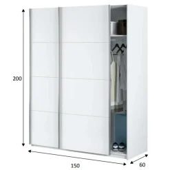 Garnero Arredamenti Armadio 150X200h cm 2 ante scorrevoli bianco opaco Taylor Best