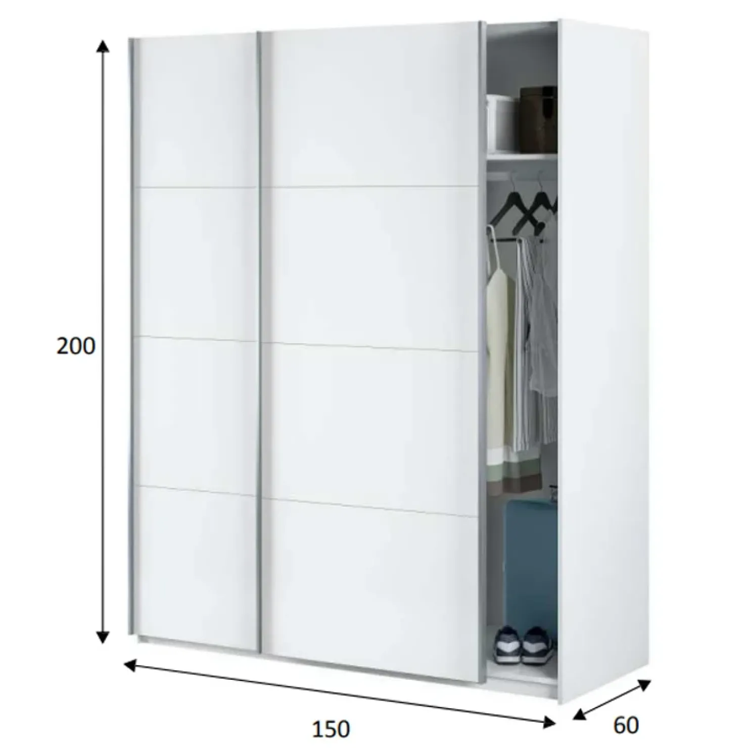 Garnero Arredamenti Armadio 150X200h cm 2 ante scorrevoli bianco opaco Taylor Best