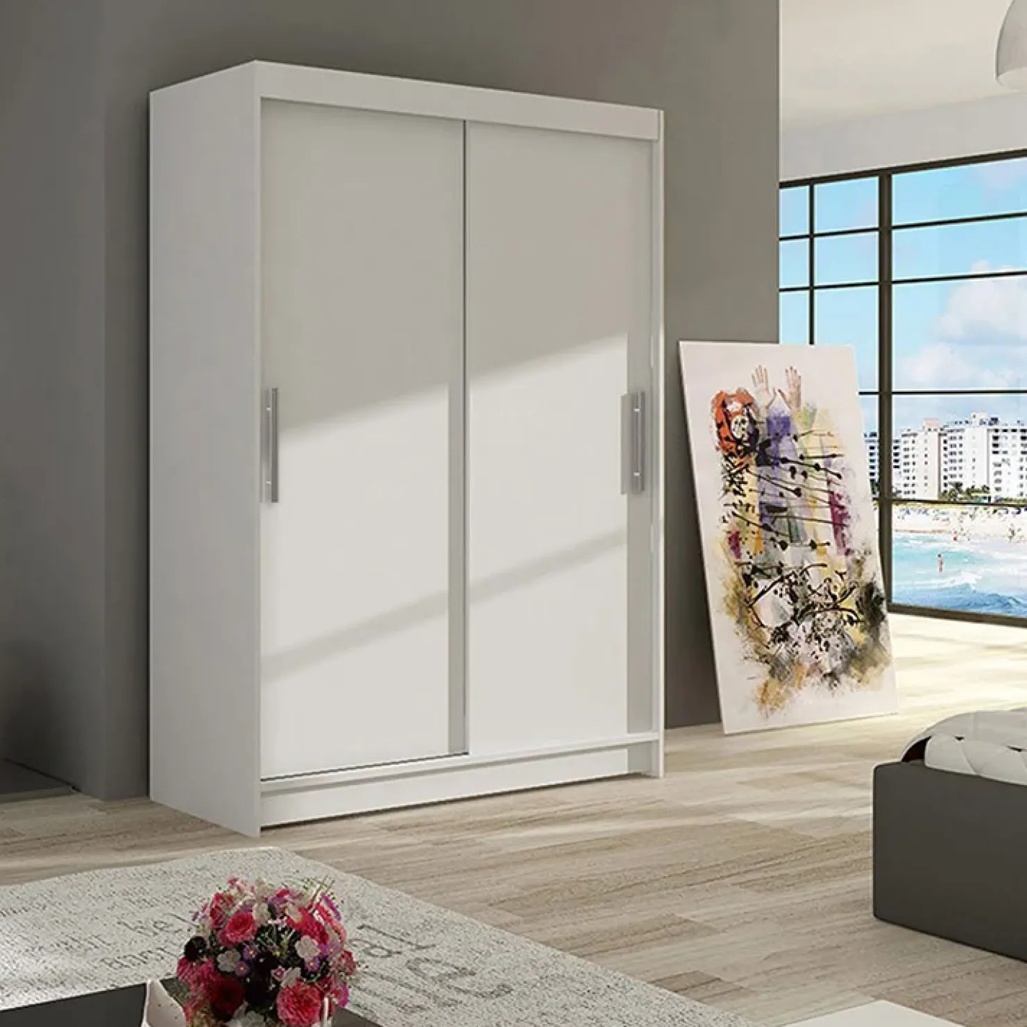 Garnero Arredamenti Armadio 150x200h cm 2 ante scorrevoli bianco con led Tancredi Online