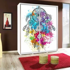 Garnero Arredamenti Armadio 155x215h cm 2 ante scorrevoli moderno Eliot Stampa Acchiappasogni Clearance