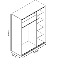 Garnero Arredamenti Armadio 155x215h cm 2 ante scorrevoli moderno Eliot Stampa Acchiappasogni Clearance