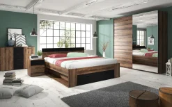 Garnero Arredamenti Armadio 180x210h cm 2 ante scorrevoli con specchio moderno rovere scuro Lisbona Gihome® Best