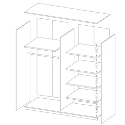 Garnero Arredamenti Armadio 180x210h cm 2 ante scorrevoli con specchio moderno rovere scuro Lisbona Gihome® Best